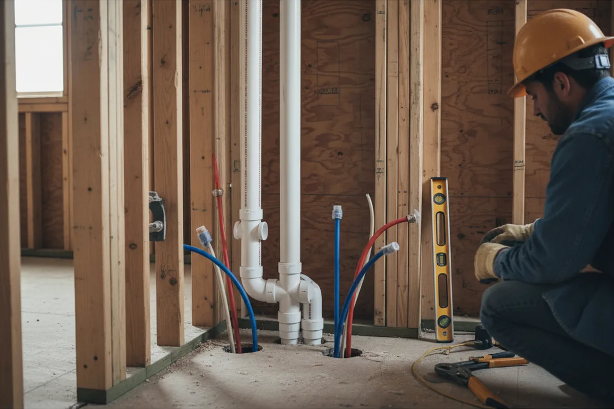 Drain and supply rough-in during Drain Cleaning in Mingoville